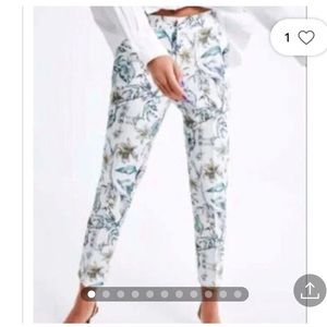 ZARA BIRD FLOWER PRINT PANTS, XS